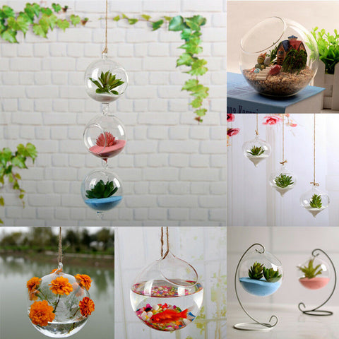 Home Garden Flower Plant Clear Glass Vase Hanging Planter Terrarium Party Wedding Decor Bottle Pot Ball Round Vase Container