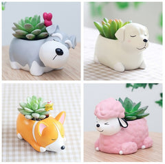 Creative Flower Pot Cartoon Dog Planter Puppy Resin Planters Pots For Flowers Flower Desktop Macetas Home Garden