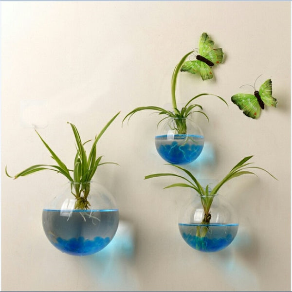 Creative Design Hanging Wall Glass Ball Vase Flower Planter Pot Terrarium Fish Tank Aquarium Container Home Garden Deco