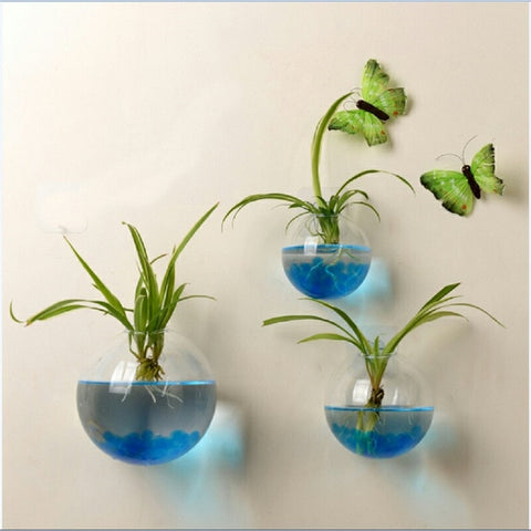Creative Design Hanging Wall Glass Ball Vase Flower Planter Pot Terrarium Fish Tank Aquarium Container Home Garden Deco