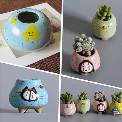 Hot Ceramics MINI Flower Pots For Succulent Plants Nursery Garden Planter Window Box Flower Trough Pot Plants Garden Supplies