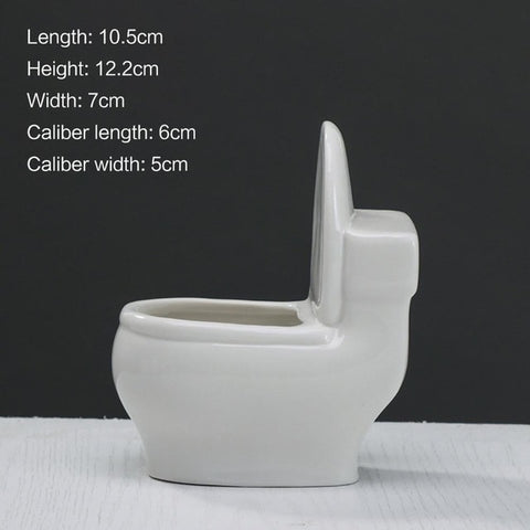White Ceramic Toilet Flower Pot Creative DIY Design Planter for Succulents Plants Gardening Small Flowerpot Home office decor