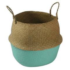 Handmade Storage Basket Foldable Seagrass Laundry Basket Rattan Flower Pot Planter Basket Vase Straw Organizer Home Garden Decor