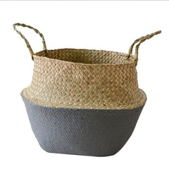 Handmade Storage Basket Foldable Seagrass Laundry Basket Rattan Flower Pot Planter Basket Vase Straw Organizer Home Garden Decor