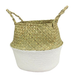 Handmade Storage Basket Foldable Seagrass Laundry Basket Rattan Flower Pot Planter Basket Vase Straw Organizer Home Garden Decor