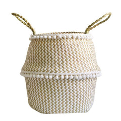 Handmade Storage Basket Foldable Seagrass Laundry Basket Rattan Flower Pot Planter Basket Vase Straw Organizer Home Garden Decor
