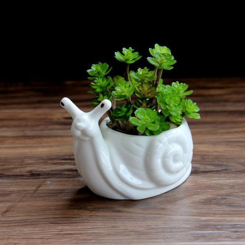 Wholesale Mini Ceramic Flower Pot Cartoon Snail Planter for Succulents Cactus Desktop Pots Home Garden Decor