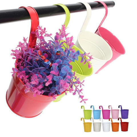 10PCS Hanging Flower Pots Iron Garden Pot Balcony Planter Detachable Hook Gardening Supplies Hanging Support for Flowers