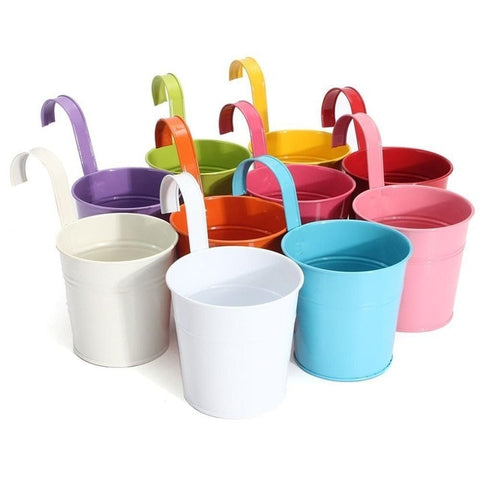 10PCS Hanging Flower Pots Iron Garden Pot Balcony Planter Detachable Hook Gardening Supplies Hanging Support for Flowers