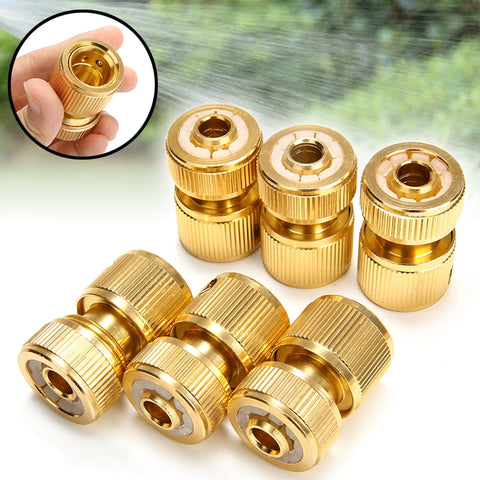 6Pcs Quick Water Pipe Connectors Hose Tap Adaptor Universal Brass Connector For 1/2" Watering Pipe Fitting Set Garden Irrigation