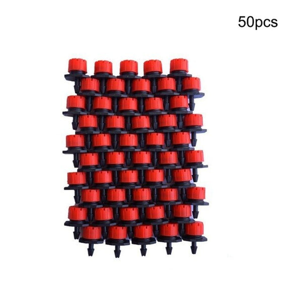 50 Drippers/Pack Eight-hole Small Red Cap Adjustable Flow Dripper Watering Kits