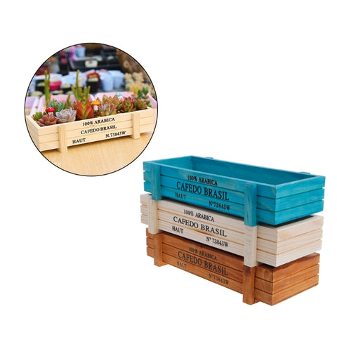 Vintage Wood Garden Flower Planter Succulent Pot Rectangle Trough Box Plant Bed