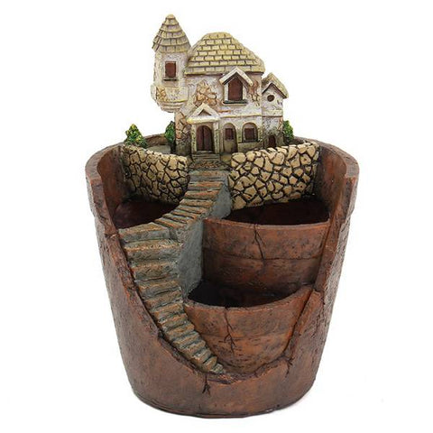 Promotion! Mini House Figurines Resin Flower Pot For Herb Cacti Succulent Plants Planter Home Garden  Micro-  Landscape Decor Cr