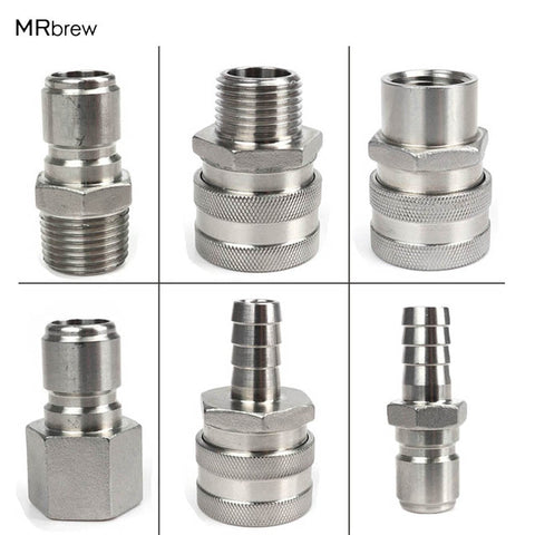 Stainless Steel 304 Homebrew Beer Quick Disconnect Set Homebrew Fitting 1/2"barb and 1/2"NPT Connector Home Brewing
