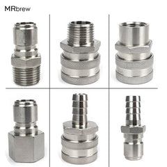 Stainless Steel 304 Homebrew Beer Quick Disconnect Set Homebrew Fitting 1/2"barb and 1/2"NPT Connector Home Brewing