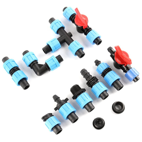 2pcs 16mm Micro Irrigation Drip Tape Connectors Pipe Fittings Thread Locked More Fixed Pipe Hose Joints Garden Water Connector