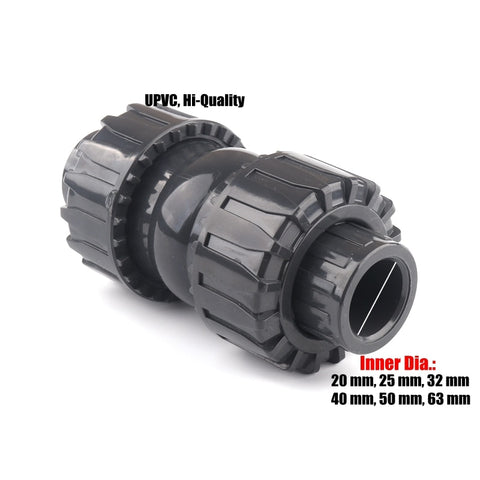 20~63mm Hi-Quality UPVC Check Valve Double Union Non-return Value Preventing Back Flow Water Pipe Valve Connectors