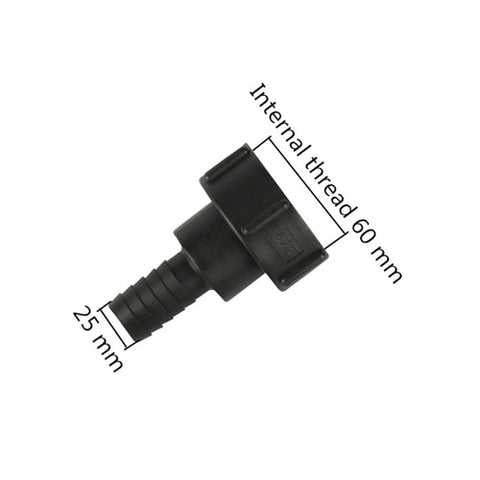 60mm Thread IBC Water Tank Adapter 1/2" 3/4" 1" 1.25" 1.5" 2" Pipe Barbed Interface Garden Pipe Fittings IBC Tank Connectors