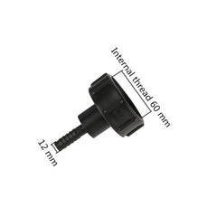 60mm Thread IBC Water Tank Adapter 1/2" 3/4" 1" 1.25" 1.5" 2" Pipe Barbed Interface Garden Pipe Fittings IBC Tank Connectors