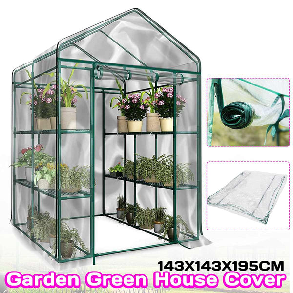 3-Tier Portable Greenhouse PVC Cover Garden Cover Plants Flower House 143X143X195cm Corrosion-resistant Waterproof