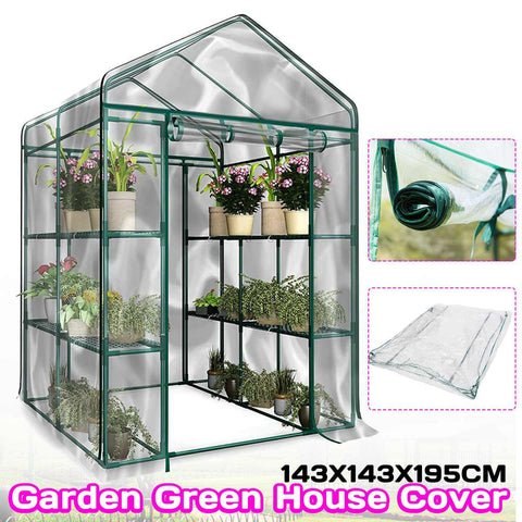 3-Tier Portable Greenhouse PVC Cover Garden Cover Plants Flower House 143X143X195cm Corrosion-resistant Waterproof