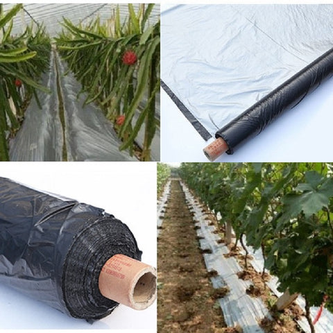 40M Garden Greenhouse Plastic Mulch 0.02mm Strawberry Agricultural Reflective Weed Control Keep Warm Silvery Black Film