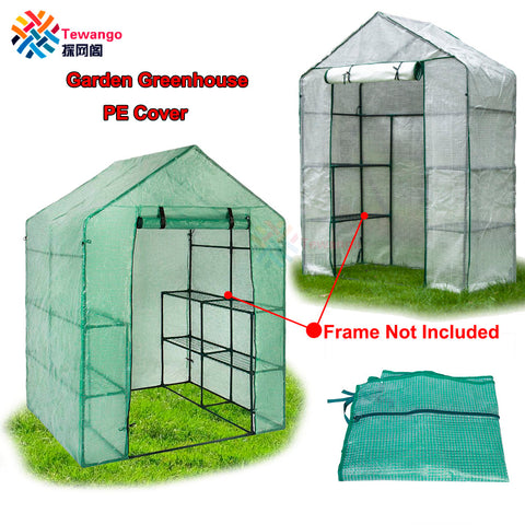 Tewango Garden Greenhouse PE Cover Plants Keep Warm Sunroom For Flowers Roll-up Windows Without Frame 69*49*160cm/143*73*195cm