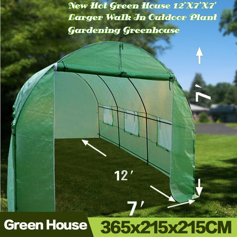 AULAYSED New Hot Green House 365x215x215CM Larger Walk in Outdoor Plant Gardening Durable Greenhouse Iron Stand Cover