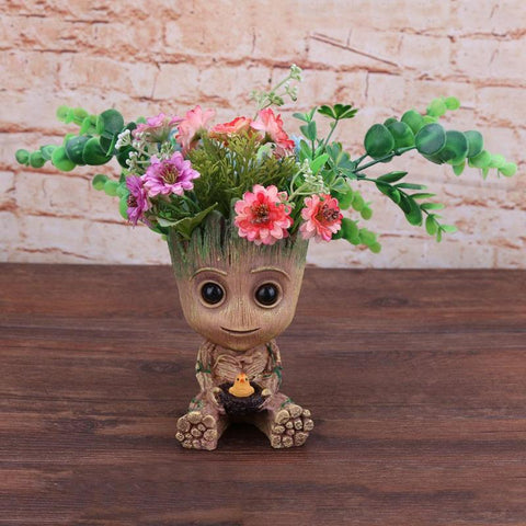 Baby Groot Flowerpot Planter Pen Holder Flower Pot Desktop PVC Action Figures Toy Home Garden Decor Flower Pot Plants Planter