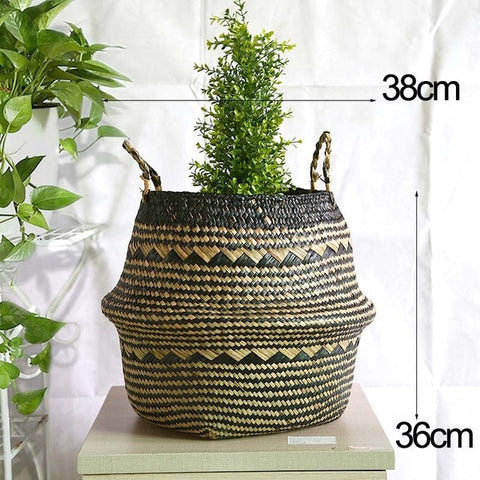 WHISM Flower Pots Decorative Pastoral Plant Pot Garden Home Office Decor Household Seagrass Flower Baskets Planters Flowerpot