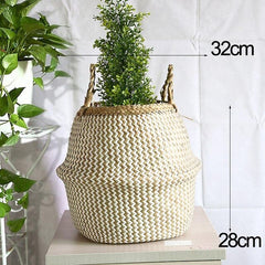 WHISM Flower Pots Decorative Pastoral Plant Pot Garden Home Office Decor Household Seagrass Flower Baskets Planters Flowerpot