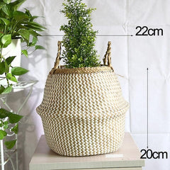 WHISM Flower Pots Decorative Pastoral Plant Pot Garden Home Office Decor Household Seagrass Flower Baskets Planters Flowerpot