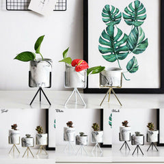 Iron Plant Vase Stand Planter Holder Marble Ceramic Flower Pot Shelf Rack Garden